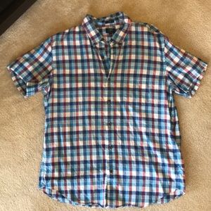 J.Crew Slim Cotton/Linen Short Sleeve Button Down